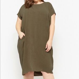 Green linen midi dress